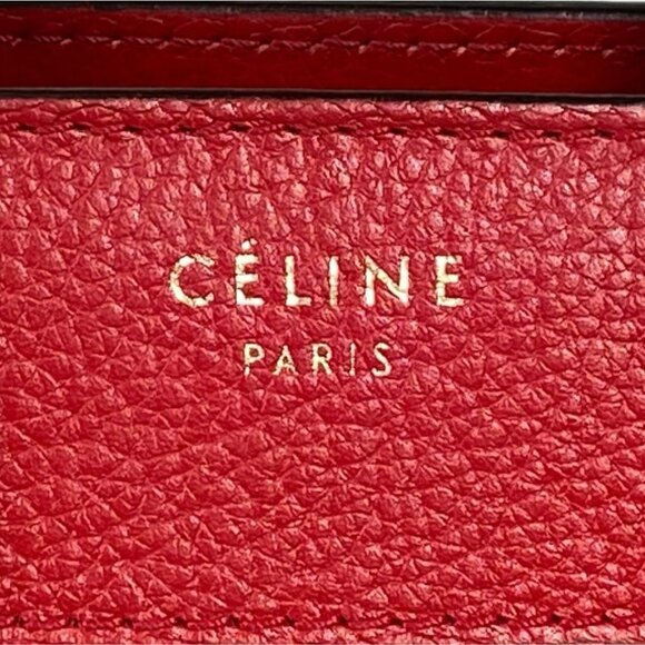 Céline Mini Luggage Tote Red Drummed Calfskin Leather Bag Italy MSRP $3,100 - Picture 3 of 12